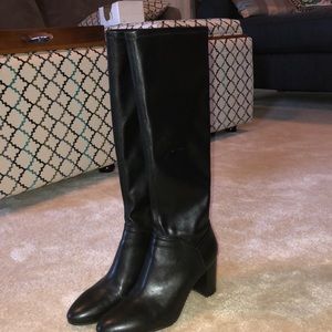 Black faux leather boots